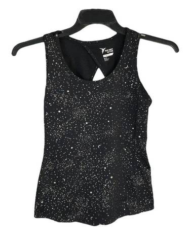 Old Navy Active Go-Dry Black w Gold Moons, Stars, Circles Fitted Tank Top Women XS