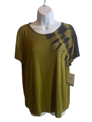 Joy Lab Short Sleeve Top TShirt Army Green Tie Dye Open Back Size Medium 