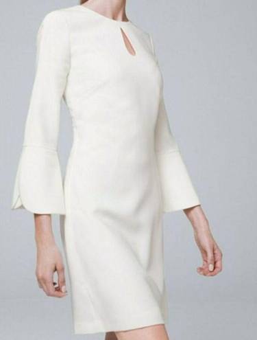 White House | Black Market NEW WHBM PETAL-SLEEVE SHIFT DRESS‎ IVORY KEYHOLE LINED WOMENS SIZE 10 $175