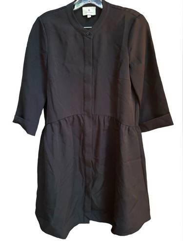 Tuckernuck  Black Royal Shirt Dress with 3/4 Sleeves Size XS Button Down Stretch