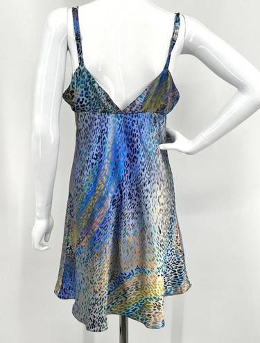 Oscar de la Renta  Blue Ombre Leopard Slip Nightie Sexy Vintage Size M