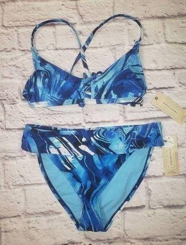 Parker NEW Peyton &  Women's Size Small Blue Tie-Dye 2pc Bikini Swimsuit Set