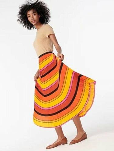 J.Crew NEW Size 0 Womens  Straight-Pleat Skirt in Orange and Pink Stripes AR478