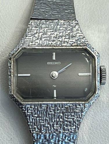 Seiko  Ladies Watch RARE Vintage White Gold Plated Bracelet Gray Dial Mechanical