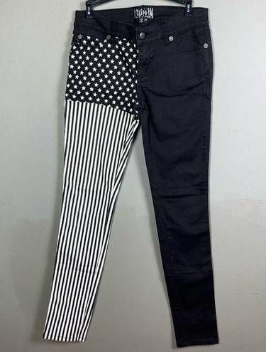 Tripp NYC  jeans women's 29 black stars stripes bandana goth colorblock