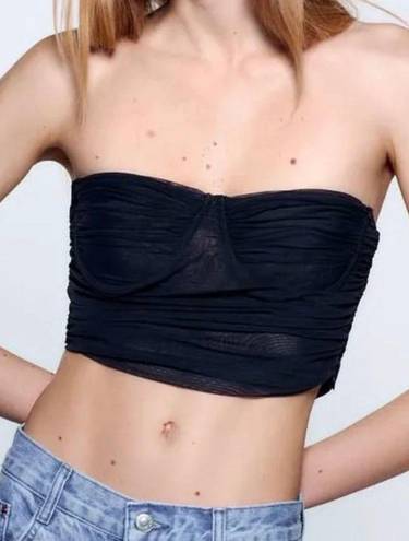 ZARA Tulle Corset Top Black - $18 (35% Off Retail) New With Tags