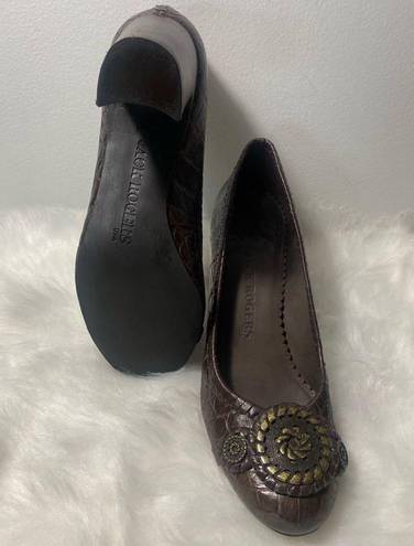 Jack Rogers  Marlo Brown Leather Gold Hardware Heel Size 7 1/2M