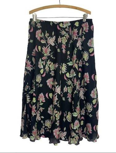 Dress Barn  flowy skirt midi floral motif black 22W