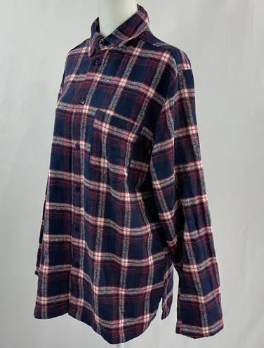 Nordstrom New  Plaid Flannel Button Down Pajama Shirt Navy Peacoat Tartan