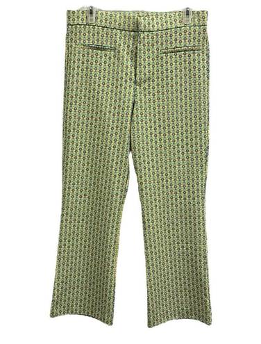ZARA  High Waisted Green Purple Triangle Floral Pattern Cropped Pants Women’s L