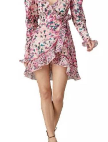 Rococo  Sand Mimi Wrap Dress Pink Long Sleeve Mini Ruffle XS