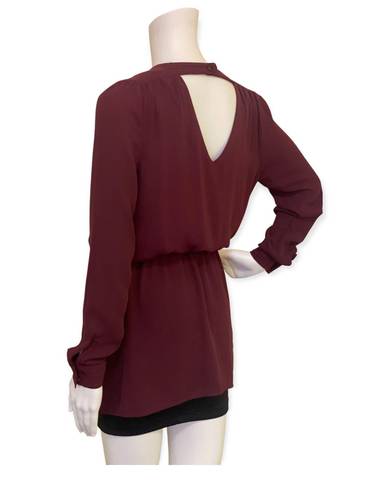 Cache Caché Maroon Casual Open Back Top