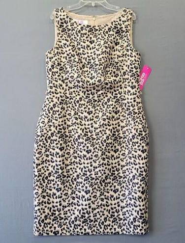 Krass&co 9& Womens Dress Size S Tan Midi Preppy Leopard Sleeveless Shift Round Neck Zip