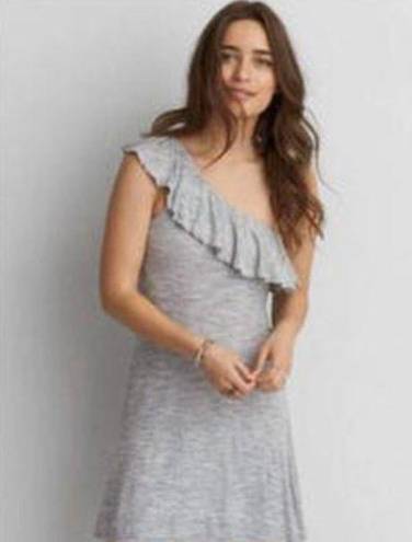 American Eagle AEO Rib One Shoulder Dress Skater Fit Flare Ribbed