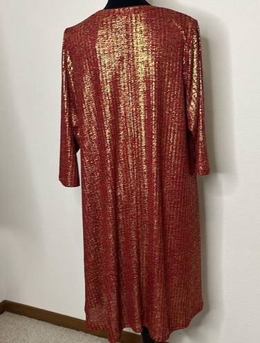 Heart soul  Plus size 2X red and gold shimmer 3/4 sleeve dress