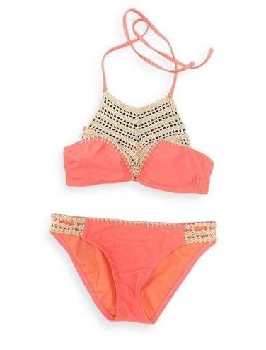 The Bikini Lab  Crochet Trim Halter Bikini Set