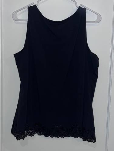 Coldwater Creek Plus Size Black Tank Top With Lace 