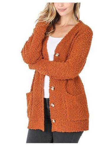 Zenana Outfitters Women's XL Popcorn Cardigan Soft Pockets with Buttons