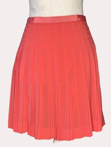 J.Crew  Pleated A-Line Chiffon Mini Skirt Grosgrain Ribbon Trim Orange 2