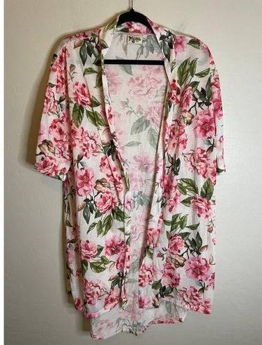 Show Me Your Mumu  White/Pink Floral Mini Robe/CoverUp One Size Fits Most FLAW