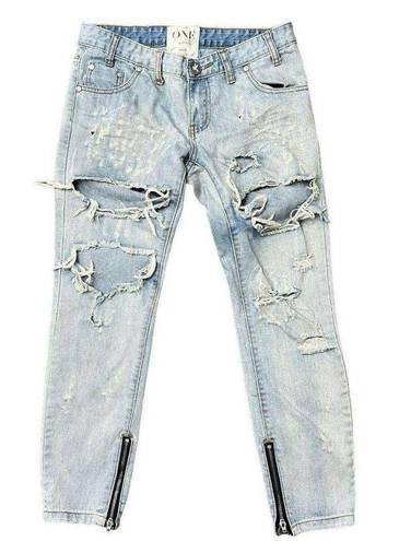 One Teaspoon  Trashed Free Birds Destroyed Baggy Jeans Distressed  Womens Size 24