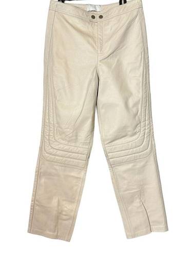 L'Academie L'Academia Leather Pants Bone White MEDIUM Tapered Moto Biker Designer NEW