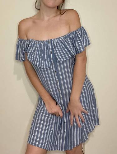 American Eagle  Blue And White Striped Button Down Dress