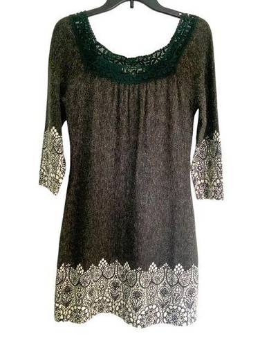 Aryeh  Charcoal Grey Three Quarter Sleeve Mini Knit Sweater Dress Size Medium