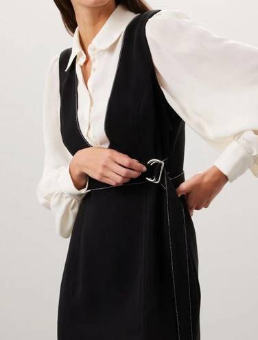 Cinq à Sept NEW NWT Cinq A Sept Ambre Pointed-Collar Belted Midi Dress Black/Ivory