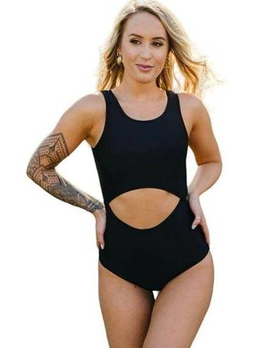 Zyia  Open Core Black One Piece Swimsuit