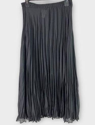 Moda  International Sheer Georgette Pleated Midi Skirt (Black) - Small