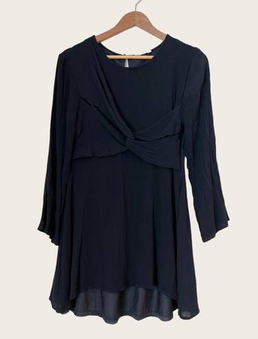 Entro Front Twist Long sleeve Mini Dress Black Size Medium