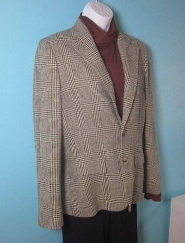 Polo  Ralph Lauren VINTAGE Silk Blazer Womens Size 10 Glen Plaid Houndstooth