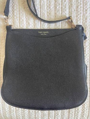 Kate Spade  New York black pebble leather medium size crossbody bag purse