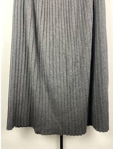 Talbots Vintage  Gray 100% Merino Wool Rib Knit Pleated Pull On Midi Skirt Sz LP