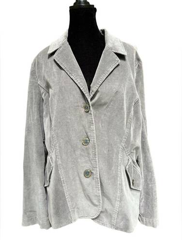 J.Jill  Gray Corduroy Blazer Women's Size Large Preppy Neutral Coat