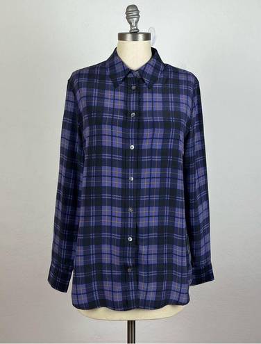 Equipment  Signature slim-fit silk shirt in Purple Plaid