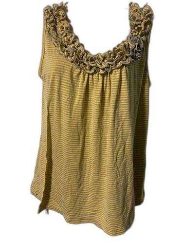 The Moon Olivia Yellow Gray Striped Tank M