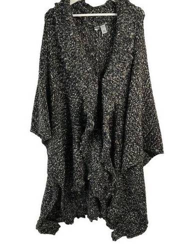 Chico's  One Size Ruffle Knit Ruana Shrug Wrap Poncho Sweater Chunky Knit Sparkle