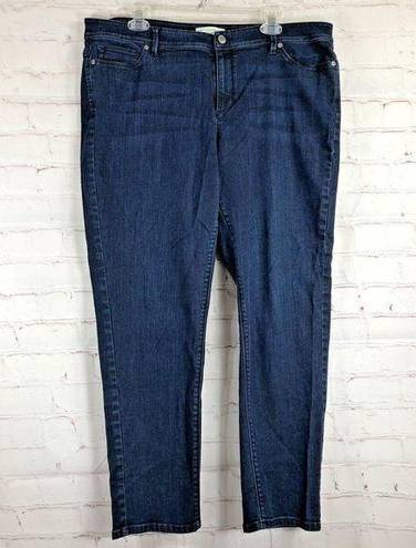 J.Jill  Denim Women Jeans Sz 18 Slim Leg Authentic Fit Dark Wash Stretch Mid Rise