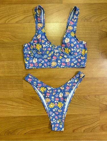 SheIn  Purple Daisy Underwire Bikini Set