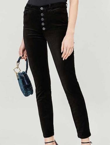 Paige  Hoxton Ankle Skinny Velvet High Waist Jeans Black Overdye Size 24 NEW