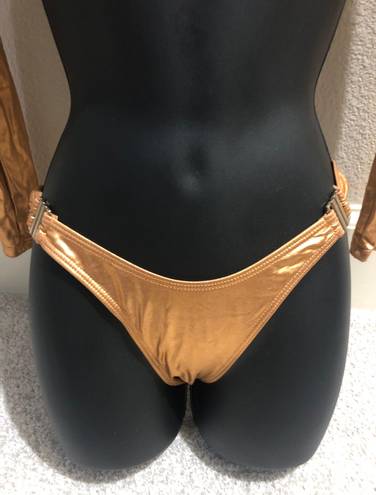 Poster Girl NEW Long Sleeve Metallic Gold Bikini Set