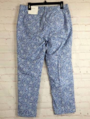 The Loft  Womens Pants Sz 8 The Riviera Slim Blue Floral Crop Cropped Ankle Mid Rise