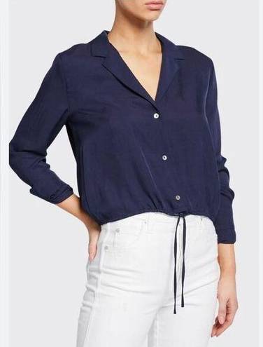 Vince  Button-Front Long-Sleeve Drawstring Crop Shirt