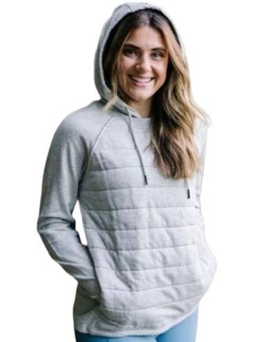 Zyia  Sweatshirt Womens Small Gray Quilted Front Hoodie Casual Workout Athleisure