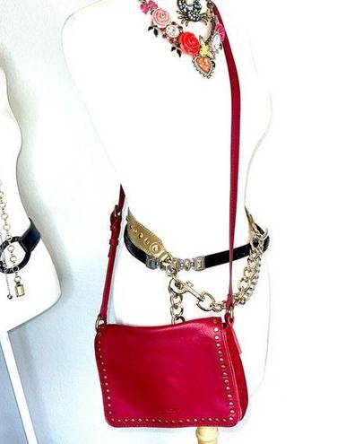 Krass&co AMERICAN LEATHER  Red Crossbody Shoulder bag with brass accents