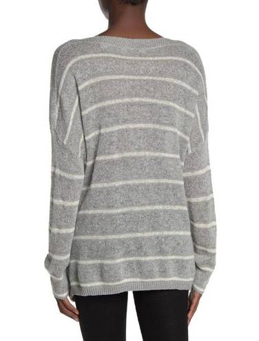 ALLSAINTS  Misty Crewneck Striped Pullover Sweater In Light Gray/Chalk White