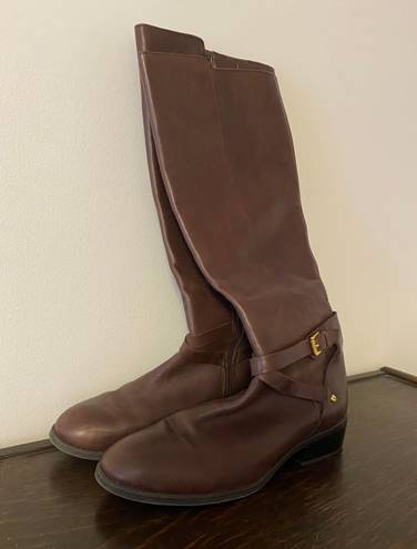 Ralph Lauren Tall Brown Boots With Gold Buckles