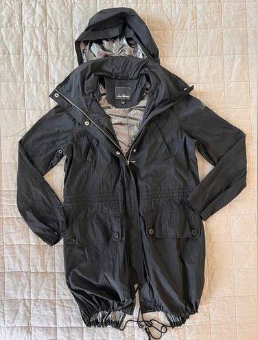 Sam Edelman  Black Hooded Longline Water Resistant Windbreaker - Small